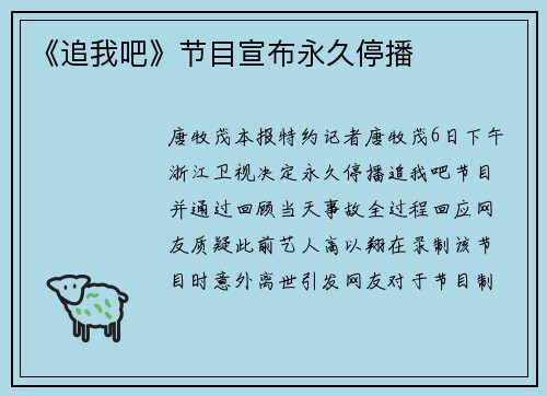 《追我吧》节目宣布永久停播